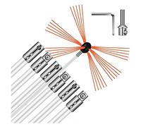 HANFEN Kit De Nettoyage De Cheminée Kit De Ramonage, Brosse De Cheminée avec 10 Tiges Flexibles en Nylon, Kit De Brosse De Cheminée Rotative Entraînée par Perceuse for Ramoner(6 m)