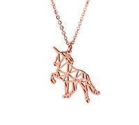 HANFLY Collier Licorne Plaqué Or Rose 18K Bijoux Origami 41.9cm + Extension 3.8cm