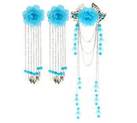 Hanfu COS Pince à cheveux avec fleur Bleu lac