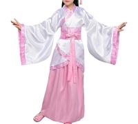 Hanfu Costume Traditionnel Chinois pour Fille Ancien Costumes Accessoires avec Jupe midi Halloween Carnaval Cosplay Kimono Japonais Enfants, Fille Robe Geisha Peignoir Spa