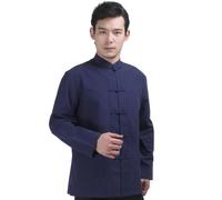 Hanfu Layman's Robe à manches longues pour homme Style chinois, bleu marine, XL
