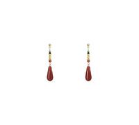 Hanfu traditionnel chinois ethnique boucles d'oreilles, pendentif goutte d'eau rouge, Long fantaisie Eardrop avec boucle d'oreille Clip, bijoux de mode cadeau