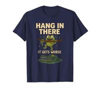 Hang In There Funny Frog Crocodile Meme Dark Humour Design T-Shirt