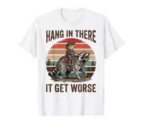 Hang in There It Gets Worse Grenouille Raton Laveur Cowboy Highland T-Shirt Graphique avec Valeur