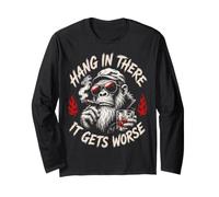 Hang in There It Gets Worse Grumpy Monkey Sarcastique drôle Manche Longue