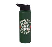 Hang In There It Gets Worse Grumpy Monkey sarcastique drôle Stainless Steel Insulated Water Bottle