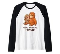 Hang in There Punch Cute Orang-outan and Monkey Manche Raglan