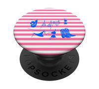 Hang Up My Suit Bikini Cowgirl Bottes Chapeau Rose Rayé Été PopSockets PopGrip Adhésif