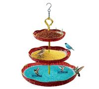 Hangable Bird Bath Bowl, 3-Tier Garden Outdoor Tray, 9.45x17.72in S-Shaped Hook Wildlife Feeder, Food and Water Plate, Ideal for Patio, Garden, Backyard Bird Feeding