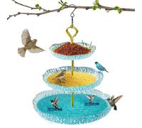 Hangable Bird Bath Bowl, 3-Tier Garden Outdoor Tray, 9.45x17.72in S-Shaped Hook Wildlife Feeder, Food and Water Plate, Ideal for Patio, Garden, Backyard Bird Feeding
