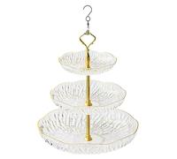 Hangable Bird Bath Bowl, Decorative 3 Tier Tray BirdBath, S Shaped Hook Food Water Bowl 24x45cm/9.45x17.72 inches for Lawn Yard Decor, White, Blue, Red