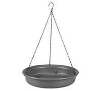 Hangable Bird Bath Bowl, Outdoor Garden Birdbath Tray, S Shaped Hook, Wildlife Feeder Plate, Sturdy Water Bowl, Rust Resistant Metal, Patio, Backyard, Decking, 30 x 30 x 48cm