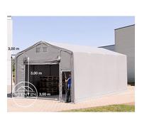 Hangar PVC TOOLPORT 6x8 m - Gris - H. 3 m - Porte actionnée par traction