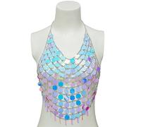 HANGELI Chaîne de poitrine à paillettes colorées pour soutien-gorge, lingerie et accessoires de bijoux de corps pour femme