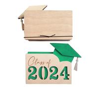 HANGELI Porte-cartes de remise de diplôme 2024 avec fermeture à bande élastique, porte-cartes en bois