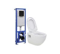 vidaXL Toilette suspendue au mur avec réservoir haut caché Céramique