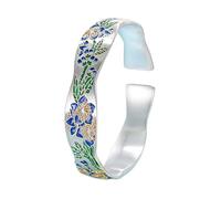 HangErFeng Bracelet jonc ouvert en argent pour femme Motif prune 285, one size, Argent, Pas de gemme