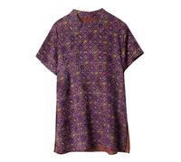 HangErFeng Chemisier jacquard en soie imprimée nuage parfumé pour femme 342, violet, Taille XL