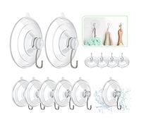 Hangerspace Lot de 12 ventouses en PVC transparent avec crochets métalliques amovibles pour cuisine, salle de bain, douche, mur, fenêtre, porte en verre (2 grands, 6 moyens, 4 petits)