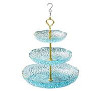 Hanging Bird Bath Bowl, 3-Tier Outdoor Water and Feeder Tray, S-Shaped Hook for Easy Hanging for Attracting Birds to Patio, Garden, Backyard, 9.45x17.72 inches