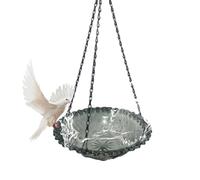 Hanging Bird Bath, Small Outdoor/Indoor Drinking and Feeding Pool, Multi-Use Cage Accessory and Garden Décor for Yard, Patio, Deck, Pavilion, and Trellis, 9.25x9.25x2.17 inches, Single Layer