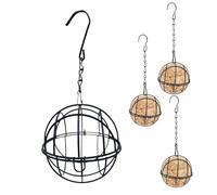 Hanging Bird Feeder Holder - Outdoor Bird Feeders | 4 Pieces Ball Shape Metal Garden Decorations | Wild Birds Feeder Stations With Chain | For Backyard Patio Lawn Window Balcony Deck