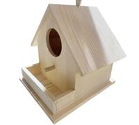 Hanging Bird Feeder, Outdoor Bird House, Multifunctional Garden Decoration for Courtyard, Porch, Tree, Balcony, 6.89 inches, Brown, 350g, Wooden Material