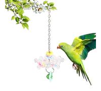 Hanging Bird Toys, Interactive Parakeet Play Wheel, 8 inches Rotating Pet Enrichment Toy, Bird Cage Activity Wheel Hook, Parrot Cage Accessory with Bright Style, Playtime for Macaws Lovebird Conure