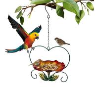 Hanging Bird Tray - Decorative Iron Seed Holder, Metal Flower Pet Food Station with Open Design, Outdoor Viewing Experience for Small Parrots, Ideal for Garden Tree Branches