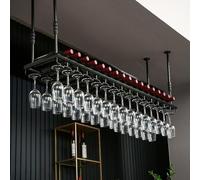 Hanging Cafe Wine Bottles Rack Metal Rack, Élégant Plafond Tasses de vin suspendues, Porte-vin à Barres Moderne, Porte-Vide en Verre à vin Mural, décorativo d'espositore par vin.