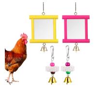 Hanging Chicken Mirror Toy with Swing Coop Enrichment Decor