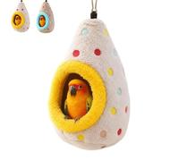 Hanging Cotton Bird Nest Hammock, Double-Layer Fleece Bird Bed (#B) | Warmth Egg-Shaped Plush Nesting Cave, Enclosed Design, Durable Metal Hook, for Parakeet, Finches, Small Cage Birds