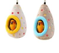 Hanging Cotton Bird Nest Hammock, Double-Layer Fleece Bird Bed (#C) | Warmth Egg-Shaped Plush Nesting Cave, Enclosed Design, Durable Metal Hook, for Parakeet, Finches, Small Cage Birds