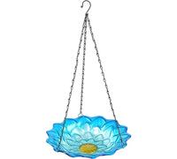Hanging Glass Bird Bath, Decorative Flower Birdbath Bowl, Large Feeder Tray with Fresh Water Or Birdseed for Outdoor Garden, Backyard, and Patio, 10.63x19.69 inches