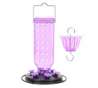 Hanging Hummingbird Feeder with 6 Flower Shaped Feeding Ports, Leak Proof Wide Mouth Bottle Outdoor Bird Nectar Feeder, 24 oz Easy to Fill and Clean for Garden Backyard (Violet)