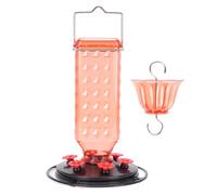 Hanging Hummingbird Feeder with 6 Flower Shaped Feeding Ports, Leak Proof Wide Mouth Bottle Outdoor Bird Nectar Feeder, 24 oz Easy to Fill and Clean for Garden Backyard (Rouge)