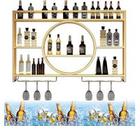 Hanging Industrial Vine Racks ， Rack Rack Iron Display Stand Wine Prépose-vins Rack Mur Mur Murlé en verre de vin et étagère, Décoration de fond du restaurant de salon (taille: 39.4x5.9x31.5 pouces,