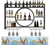 Hanging Industrial Vine Racks ， Rack Rack Iron Display Stand Wine Prépose-vins Rack Mur Mur Murlé en verre de vin et étagère, Décoration de fond du restaurant de salon (taille: 39.4x5.9x31.5 pouces,