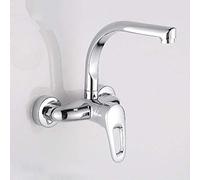 Hanging Into The Wall Copper Body Hot and Cold Mixing Valve Double Hole Single Handle Kitchen Sink Balcony Laundry Mop Pool Basin Faucet Chrome Faucet,B (Color 1) Drinking