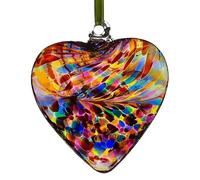 Hanging Mouth Blown Glass Heart Multi Coloured by Sienna Glass