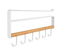 Hanging Mug Rack - 6 Hook Metal Frame, Anti Rust Coating Finish, 2kg Load Capacity , Slide Over Installation System | Space Saving Cup Storage Holder For Cabinet Wardrobe Kitchen Organization S