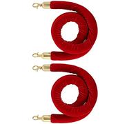 Hanging Queue Divider Crowd Control Barrier Rope with Gold Hooks,Twisted Stanchion Velvet Rope, for Hotels Front Lobby, Easy to Install(Red,3m/9.8ft/118inch)