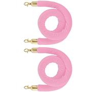 Hanging Queue Divider Crowd Control Barrier Rope with Gold Hooks,Twisted Stanchion Velvet Rope, for Hotels Front Lobby, Easy to Install(Pink,0.6m/2ft/24inch)
