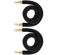 Hanging Queue Divider Crowd Control Barrier Rope with Gold Hooks,Twisted Stanchion Velvet Rope, for Hotels Front Lobby, Easy to Install(Black,1.5m/5ft/59inch)