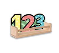 Hanging shelf for children's room 123, numérique numbers, hanging toys shelf, cars shelf, wooden shelf, natural wood