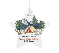 Hanging Sortez, Au Pire Un Ours Vous Tuera. Décoration Céramique Noël Ornement pour Bureau Vacances Magasins