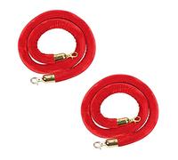 Hanging Stanchion Rope with Gold Plated Hook for Crowd Control,Red Stanchion Queue Barrier Rope Commercial, Velvet Barrier Rope for Grand Openings(Length 150cm/4.9ft)