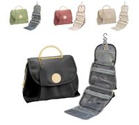 Hanging Travel Toiletry Bag for Women with Clear Compartments & Removable Pouch, Water-Resistant Cosmetic Organizer (Black)