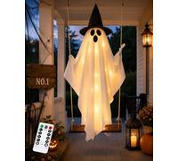 Hanging Witch Ghost, 4.9FT Light-Up Swinging Ghost Outdoor Halloween Decor