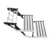 HANGKAI Marchepied de camping-car pliable manuel extensible double marche en alliage d'aluminium marche d'entrée pliable accessoires de caravane